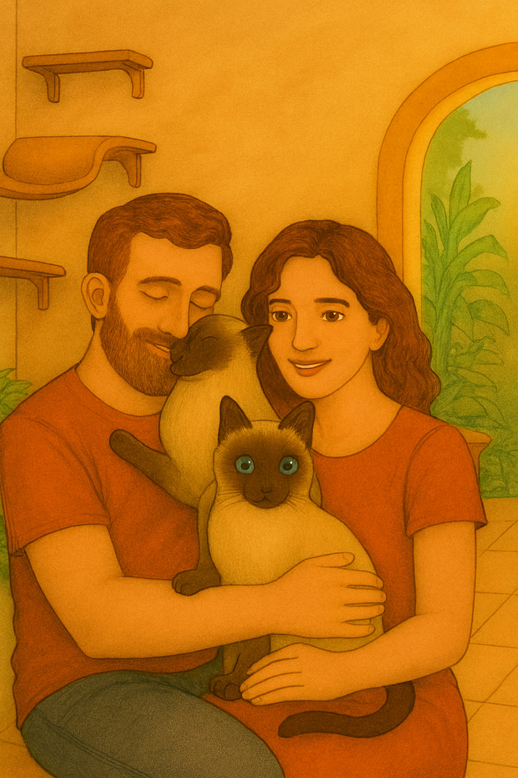 Simba et Nala avec leurs humains